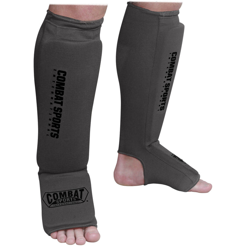 Combat Sports Washable MMA Elastic Cloth Shin & Shin Instep Padded Guards - Full Contact Sports